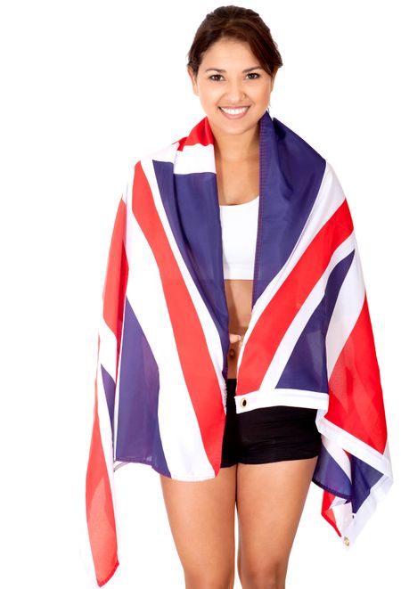 British female athlete smiling - isolated over a white background