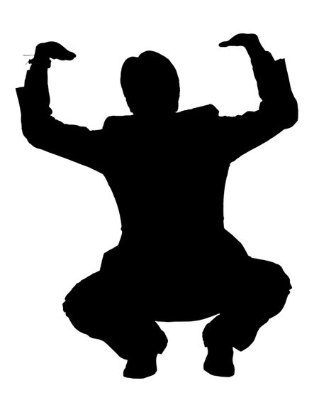 business man pushing something from floor - silhouette