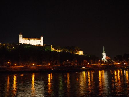 bratislava and the danube river at night