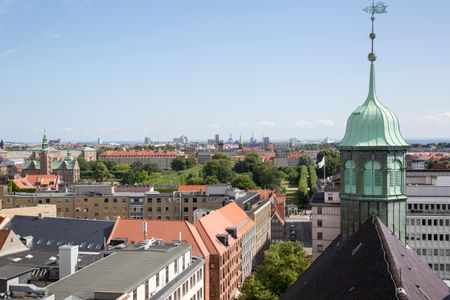 View of Copenhagen including Trinitatis Church Roof from Round Tower, Denmark