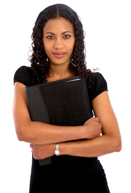 black business woman isolated over a white background