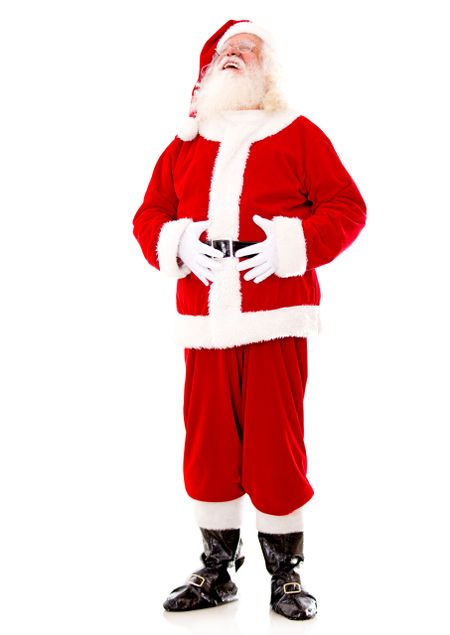 Happy Santa laughing - isolated over a white background