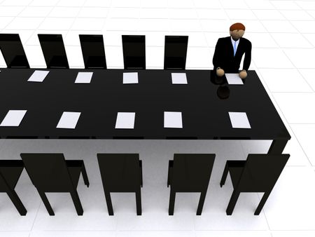 corporate meeting table - waiting for the meeting to start, 3d illustration