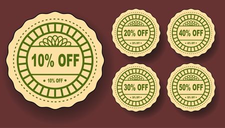 10%, 20%, 30%, 40% and 50% off Labels