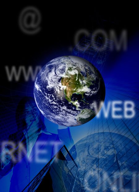 blue business-technology background worldwide
