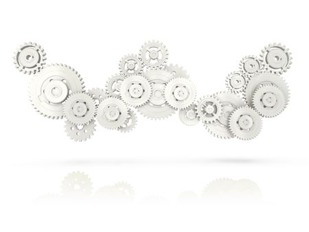 3D cogwheels engaged Ã?Â¢?? isolated over a white background