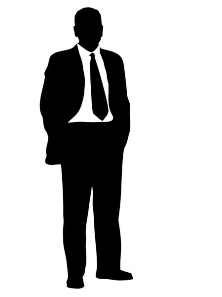 business man standing illustration in black and white