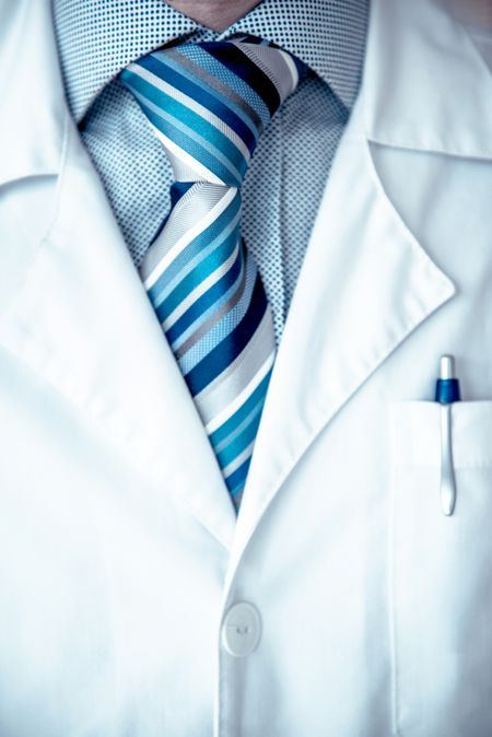 Close up on a male doctor wearing tie