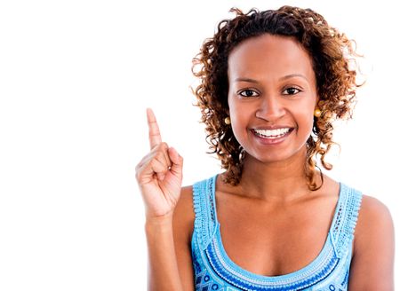 Black woman having a great idea - isolated over a white background