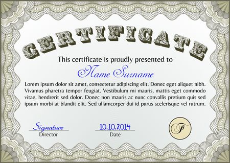 Horizontal certificate or diploma template.
