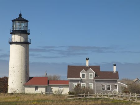 Highland Lighthouse (owned by the National Park Service), oldest and tallest lighthouse on Cape Cod, in North Truro, Massachusetts