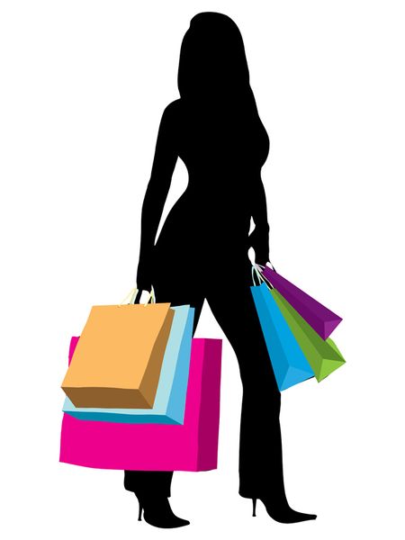 Shopping girl with bags silhouette Royalty Free Vector Image