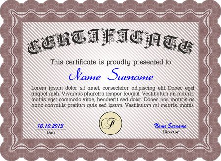 Red horizontal certificate template