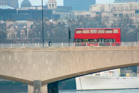 London Bus Crossing waterloo bridge