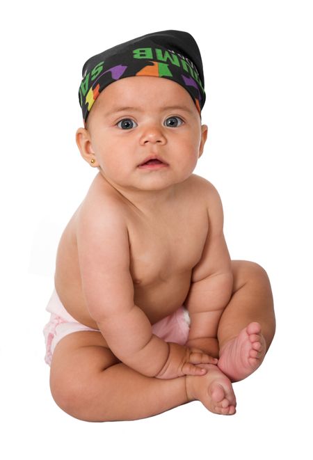 baby in a nappy over white