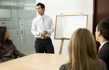 Business presentation or meeting success in an office