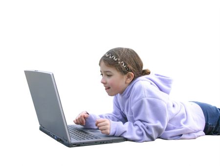 beautiful little girl using a laptop