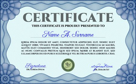 Blue horizontal certificate Template