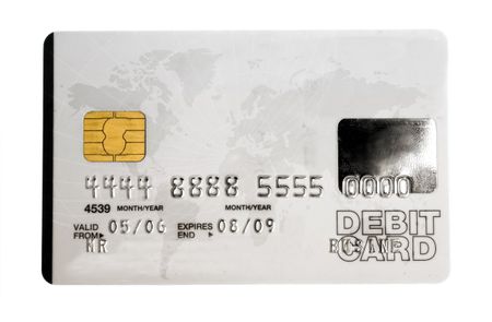 credit card over a white background - note the design of the card is my own and the numbers on the card are made up