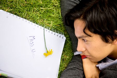 boyfriend missing his girlfriend - written on notebook