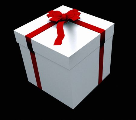 white gift over a black background