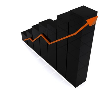 black column graph made in 3d over a white background