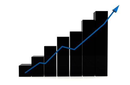 black column graph showing growth over a white background