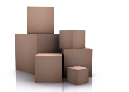 cardboard boxes over a white background -