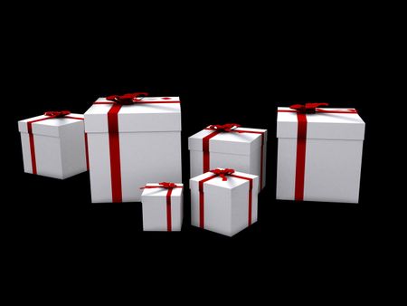 gifts in 3d over a black background