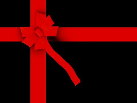 black gift with red ribbon made in 3d