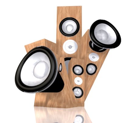 abstract music illustration with speakers over white