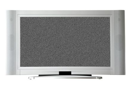 television with noise on screen over a white background