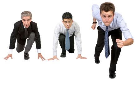 business people ready for competition over a white background