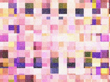 Multicolored mosaic abstract with squares and rectangles softened by the "snow" effect of pointillism