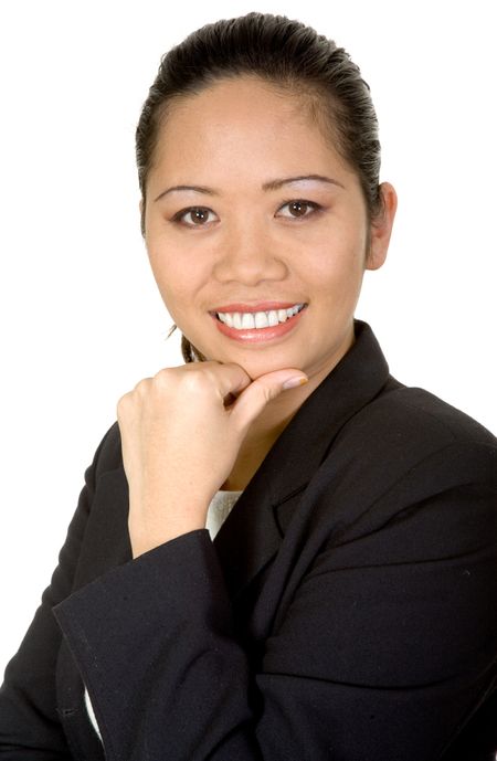 asian business woman portrait over a white background
