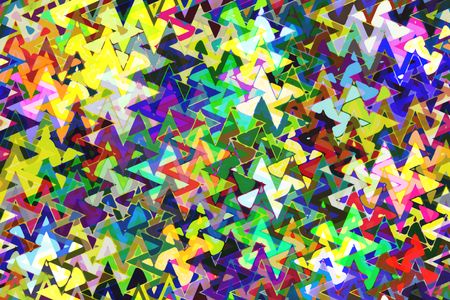 Complex kaleidoscopic multicolored abstract of fragmented sine waves overlapping in zigzags for psychedelic effect