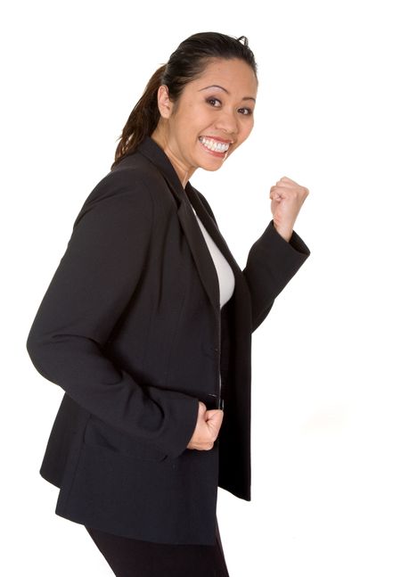 asian business woman success over a white background