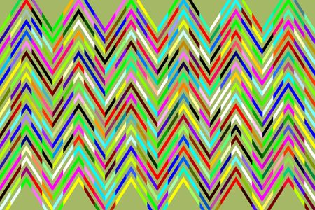 Geometric abstract of multicolored sine waves in a zigzag pattern on light green background