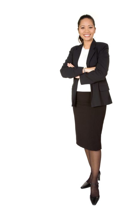 asian business woman - full body over a white background