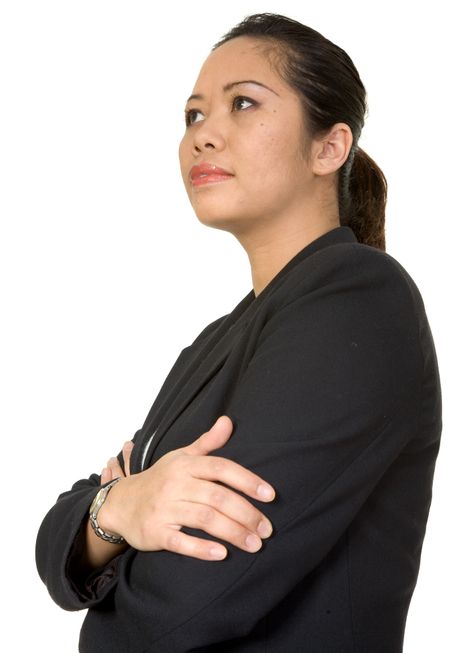 confident asian business woman over a white background