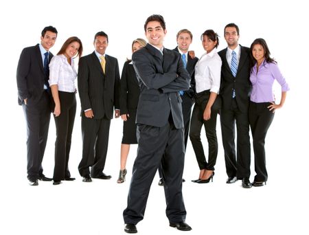 business man and his team isolated over a white background