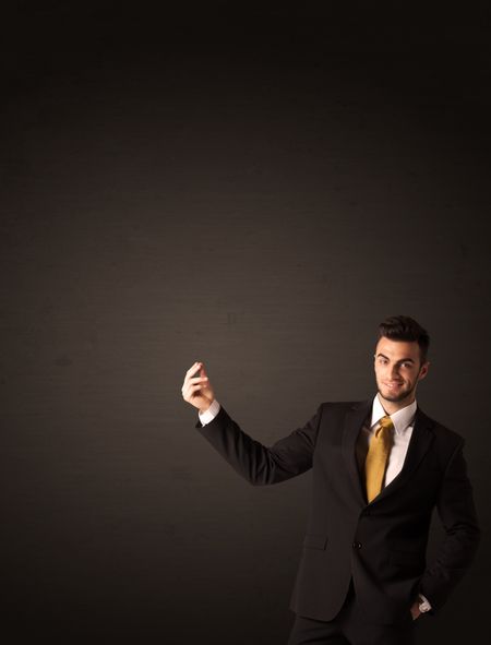 Businessman makings gestures with his hands