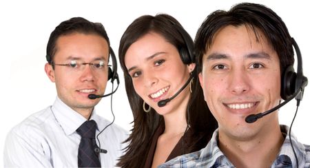 customer service team over a white background