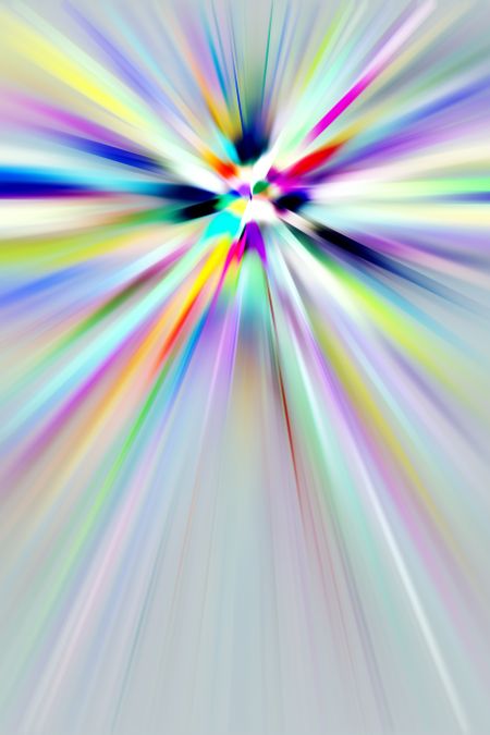 Hallucinatory multicolored abstract of explosive streaks with radial blur, for themes of energy, origin, expansion, and altered states of mind