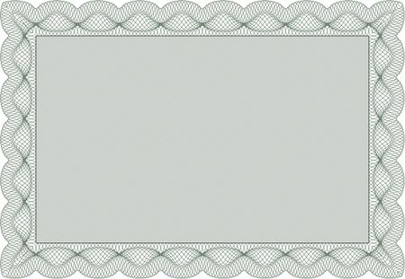 Green Horizontal certificate or diploma template. Vector EPS10 illustration. Isolated with linear background.