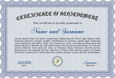 Blue horizontal certificate template.