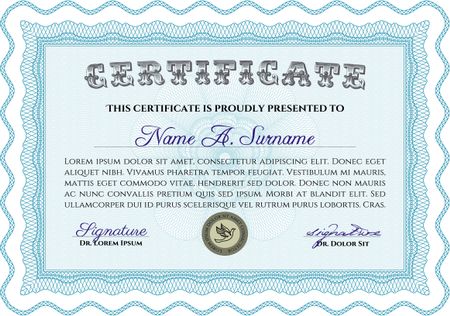 Sky blue horizontal certificate template