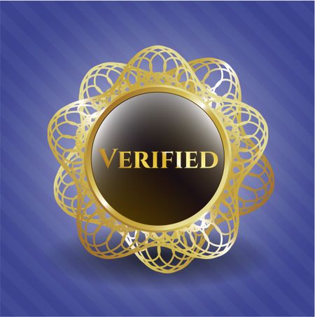 Golden shiny emblem with text verified