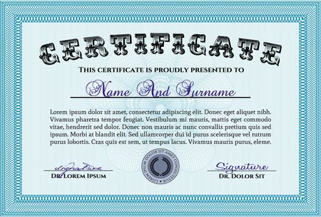 Certificate design. Vector pattern that is used in currency and diplomas
