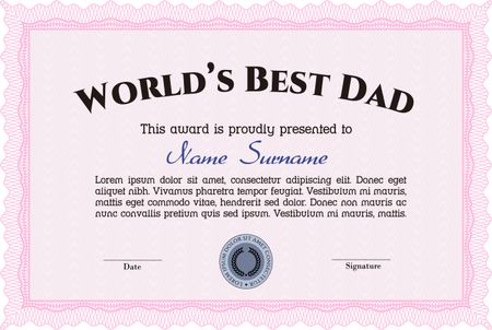 World's best dad certificate award